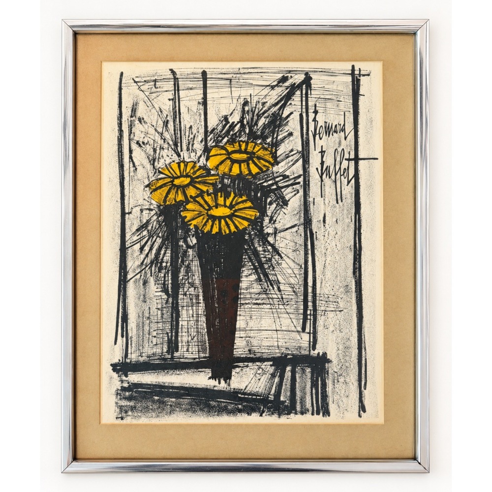 Bernard Buffet Flower Original Lithograph Signed in Stone Collector's Guild COA